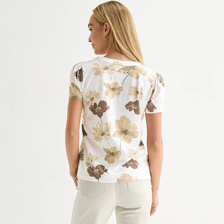 Liz Claiborne Womens Tall Split Crew Neck Short Sleeve T-Shirt