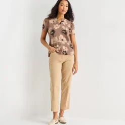 Liz Claiborne Womens Tall Split Crew Neck Short Sleeve T-Shirt