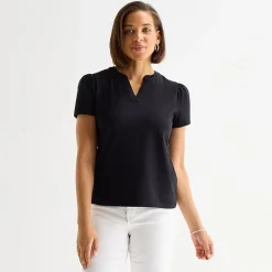 Liz Claiborne Womens Tall Split Crew Neck Short Sleeve T-Shirt