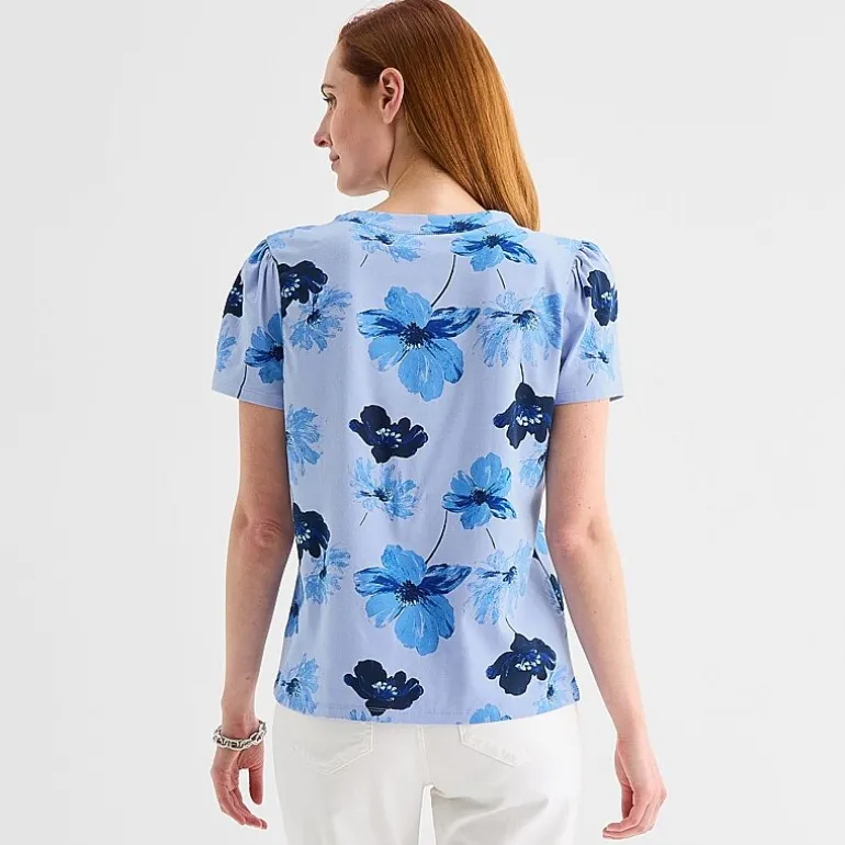 Liz Claiborne Womens Tall Split Crew Neck Short Sleeve T-Shirt