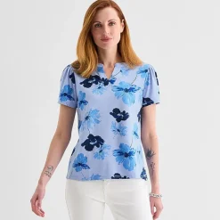 Liz Claiborne Womens Tall Split Crew Neck Short Sleeve T-Shirt