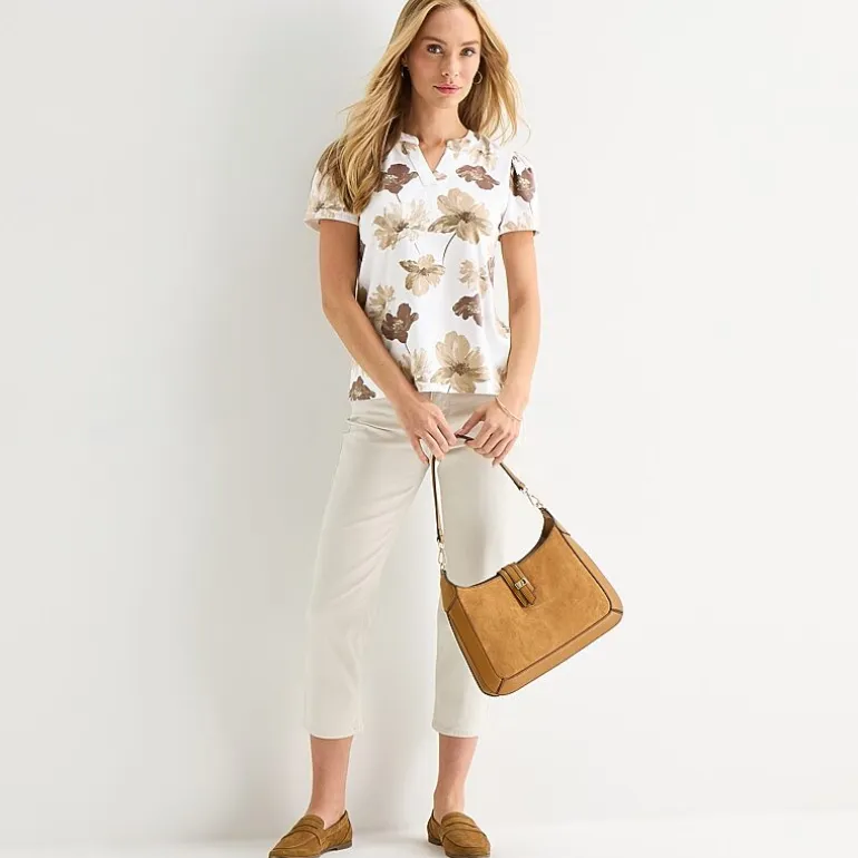 Liz Claiborne Womens Tall Split Crew Neck Short Sleeve T-Shirt