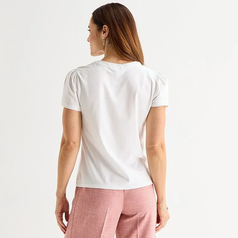 Liz Claiborne Womens Tall Split Crew Neck Short Sleeve T-Shirt