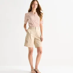 Liz Claiborne Womens Tall Split Crew Neck Elbow Sleeve Blouse