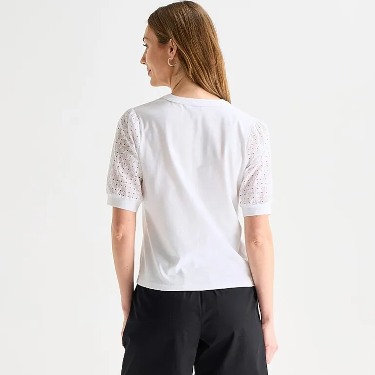 Liz Claiborne Womens Tall Split Crew Neck Elbow Sleeve Blouse