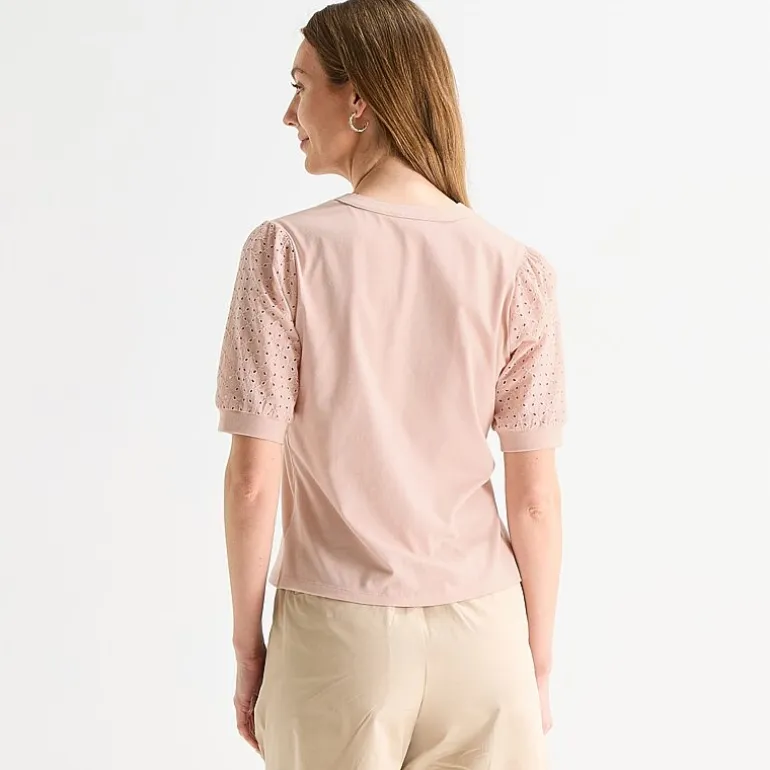 Liz Claiborne Womens Tall Split Crew Neck Elbow Sleeve Blouse