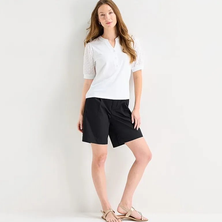 Liz Claiborne Womens Tall Split Crew Neck Elbow Sleeve Blouse