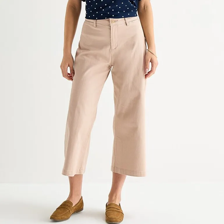 Liz Claiborne Womens Tall Wide Leg Mid Rise Cropped Pant