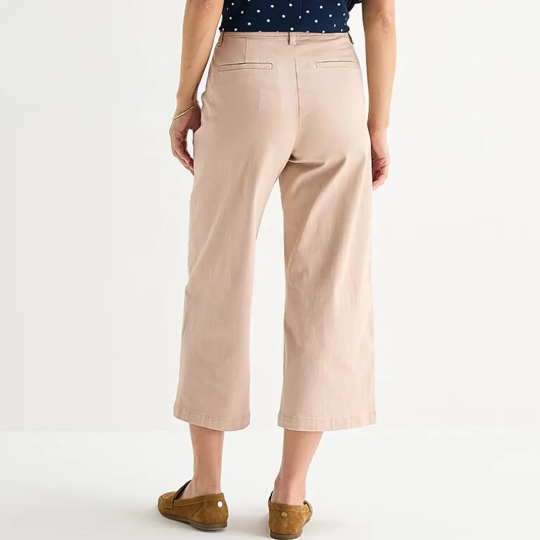 Liz Claiborne Womens Tall Wide Leg Mid Rise Cropped Pant