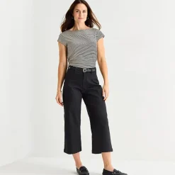 Liz Claiborne Womens Tall Wide Leg Mid Rise Cropped Pant