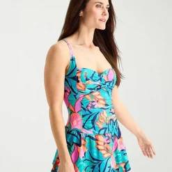 Liz Claiborne Womens Tropical Floral Swim Dress