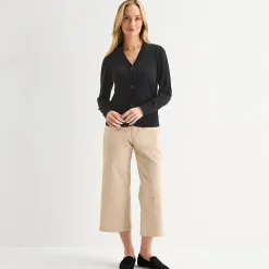 Liz Claiborne Womens V Neck Long Sleeve Button Cardigan