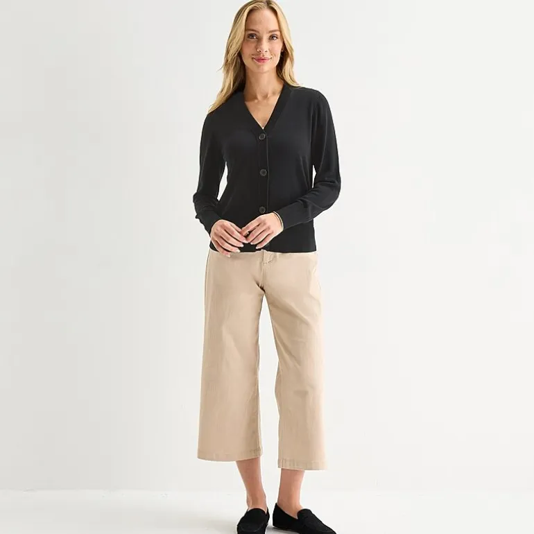 Liz Claiborne Womens V Neck Long Sleeve Button Cardigan