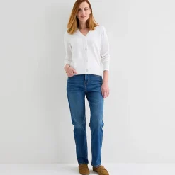 Liz Claiborne Womens V Neck Long Sleeve Button Cardigan