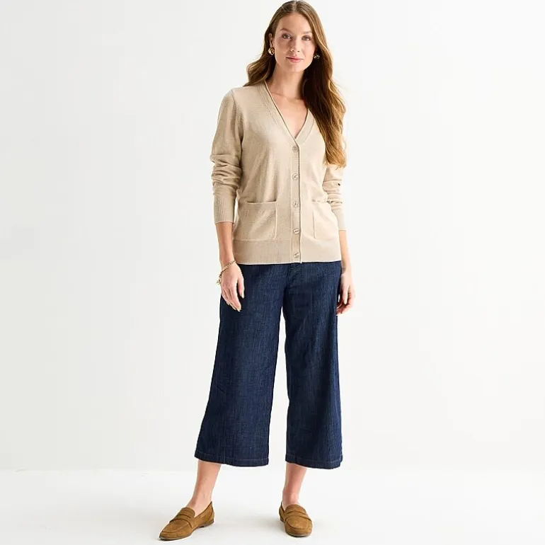 Liz Claiborne Womens V Neck Long Sleeve Button Cardigan