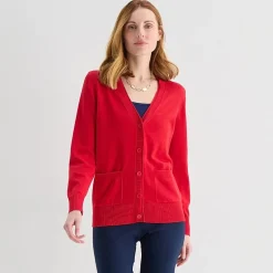 Liz Claiborne Womens V Neck Long Sleeve Button Cardigan