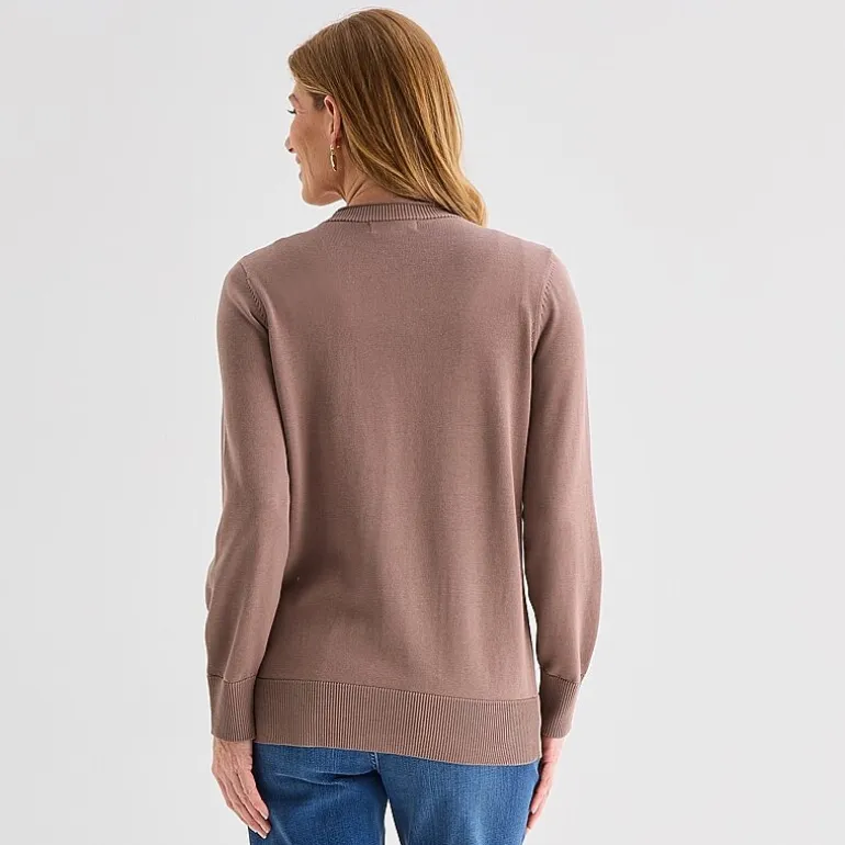 Liz Claiborne Womens V Neck Long Sleeve Button Cardigan