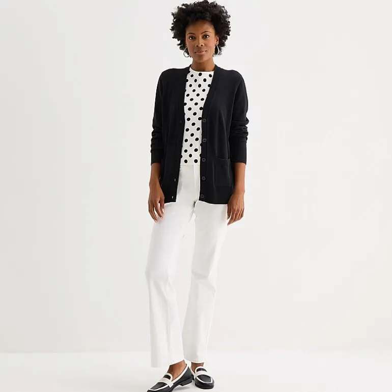 Liz Claiborne Womens V Neck Long Sleeve Button Cardigan