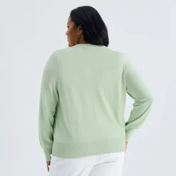Liz Claiborne Womens V Neck Long Sleeve Button Plus Cardigan