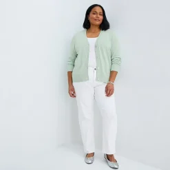 Liz Claiborne Womens V Neck Long Sleeve Button Plus Cardigan