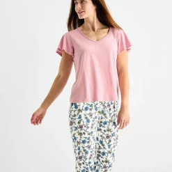 Liz Claiborne Womens V-Neck Short Sleeve 2-pc. Pajama Sets
