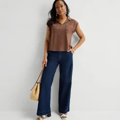 Liz Claiborne Womens V Neck Short Sleeve Blouse