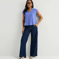 Liz Claiborne Womens V Neck Short Sleeve Blouse