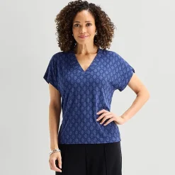 Liz Claiborne Womens V Neck Short Sleeve T-Shirt