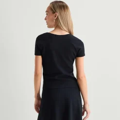 Liz Claiborne Womens V Neck Short Sleeve Pullover Sweater