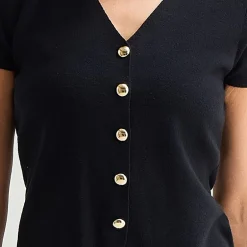 Liz Claiborne Womens V Neck Short Sleeve Pullover Sweater