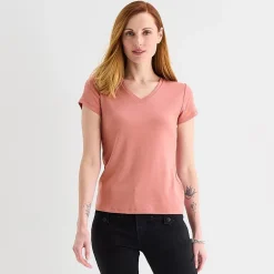 Liz Claiborne Womens V Neck Short Sleeve T-Shirt