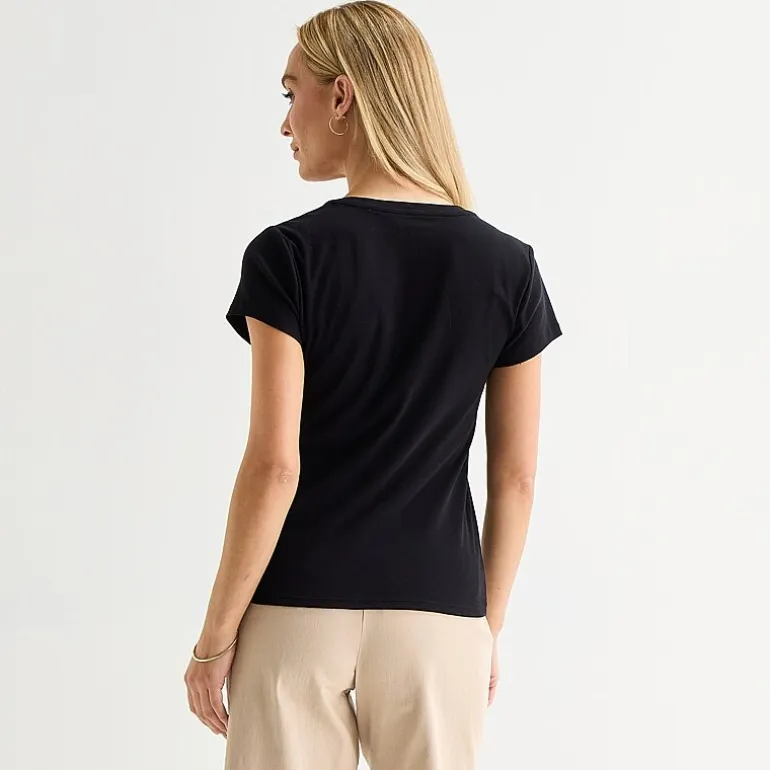 Liz Claiborne Womens V Neck Short Sleeve T-Shirt