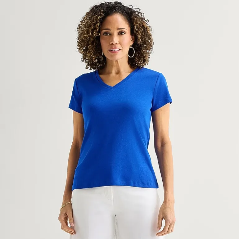 Liz Claiborne Womens V Neck Short Sleeve T-Shirt