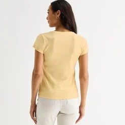 Liz Claiborne Womens V Neck Short Sleeve T-Shirt
