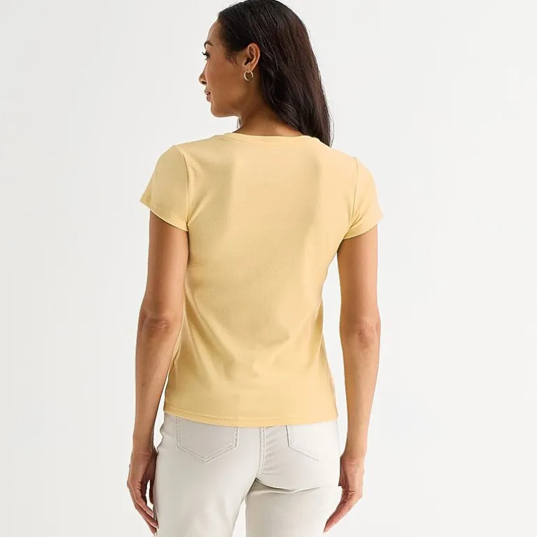 Liz Claiborne Womens V Neck Short Sleeve T-Shirt