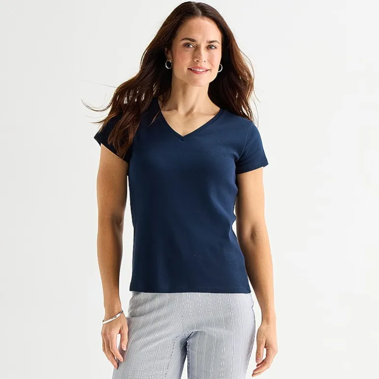 Liz Claiborne Womens V Neck Short Sleeve T-Shirt
