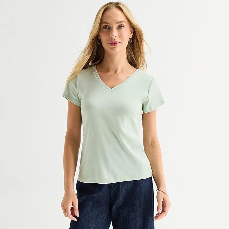 Liz Claiborne Womens V Neck Short Sleeve T-Shirt