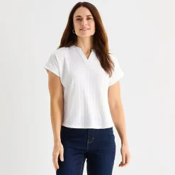 Liz Claiborne Womens V Neck Short Sleeve Blouse