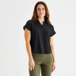 Liz Claiborne Womens V Neck Short Sleeve Blouse