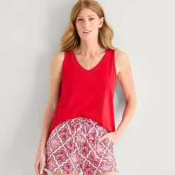 Liz Claiborne Womens V-Neck Sleeveless 2-pc. Tank Top Pajama Set
