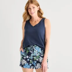 Liz Claiborne Womens V-Neck Sleeveless 2-pc. Tank Top Pajama Set