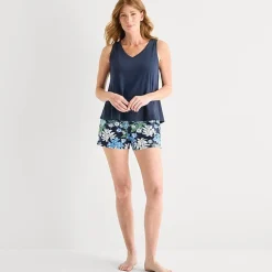 Liz Claiborne Womens V-Neck Sleeveless 2-pc. Tank Top Pajama Set