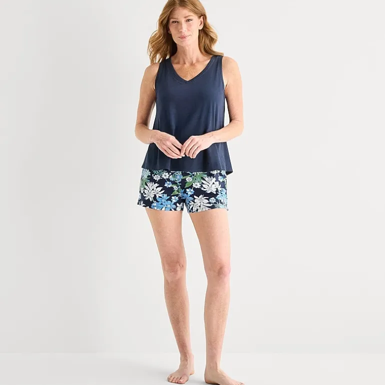 Liz Claiborne Womens V-Neck Sleeveless 2-pc. Tank Top Pajama Set