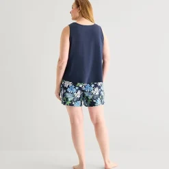 Liz Claiborne Womens V-Neck Sleeveless 2-pc. Plus Tank Top Pajama Set