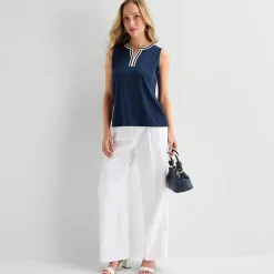 Liz Claiborne Womens V Neck Sleeveless Blouse