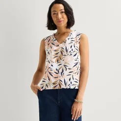 Liz Claiborne Womens V Neck Sleeveless Blouse