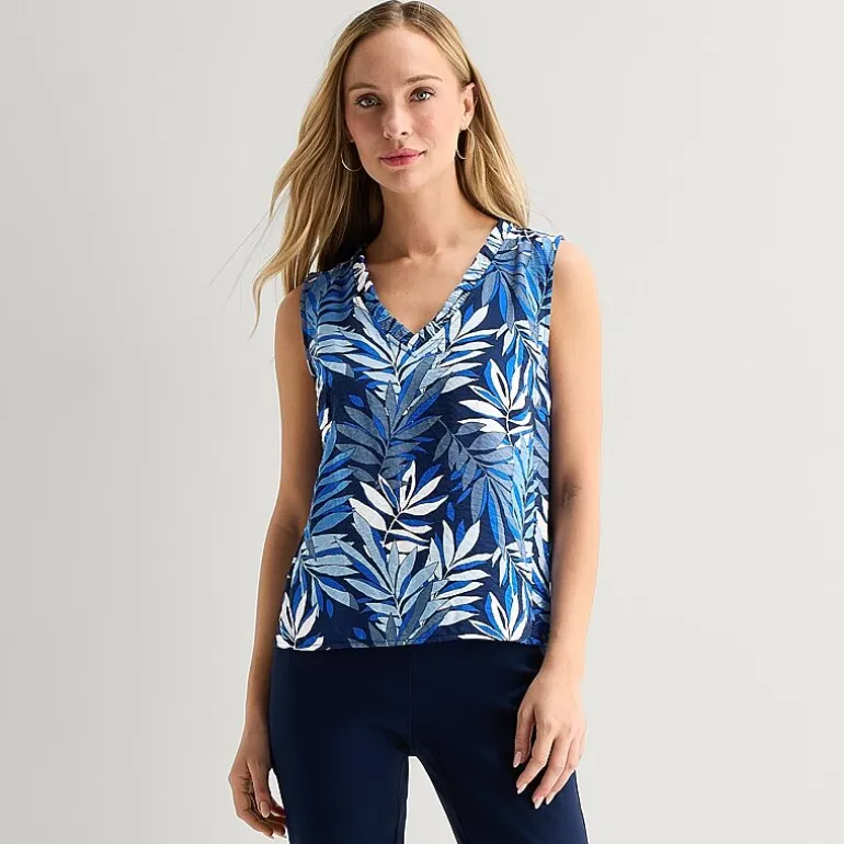 Liz Claiborne Womens V Neck Sleeveless Blouse