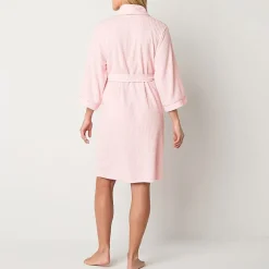 Liz Claiborne Womens Waffle 3/4 Sleeve Knee Length Robe
