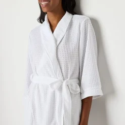 Liz Claiborne Womens Waffle 3/4 Sleeve Knee Length Robe