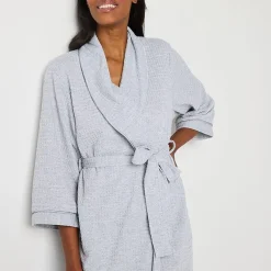 Liz Claiborne Womens Waffle 3/4 Sleeve Knee Length Robe
